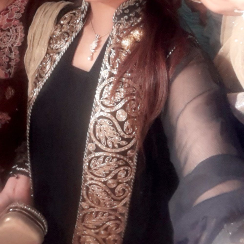 Black open gown  Dress Gold Embroidery pakistani Indian style